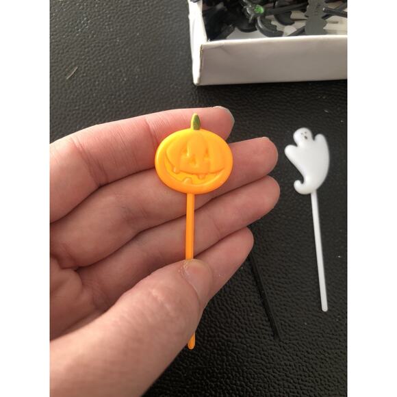 Vintage Plastic Cupcake Cake Halloween Pic Pumpkin Ghost Bat  Vintage Halloween Cupcake Picks Pumpkins Ghost Bat Spider Set of Over 50+ New